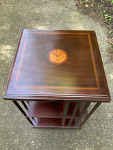 Load image into Gallery viewer, Mahogany Reproduction Masters Of Eaton Revolving Bookcase On Castors Parquetry Details
