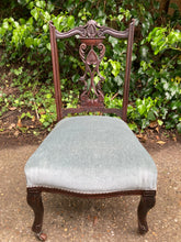 Load image into Gallery viewer, Victorian Carved Mahogany Bedroom Chair Nursing Chair
