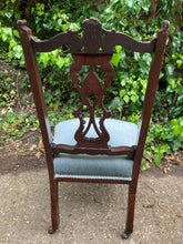 Load image into Gallery viewer, Victorian Carved Mahogany Bedroom Chair Nursing Chair
