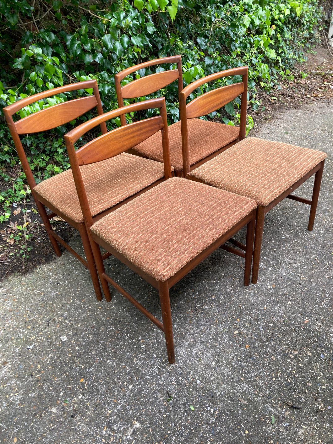 Mid Century McIntosh Set Of Four Teak Chairs In Need Of Upholstering