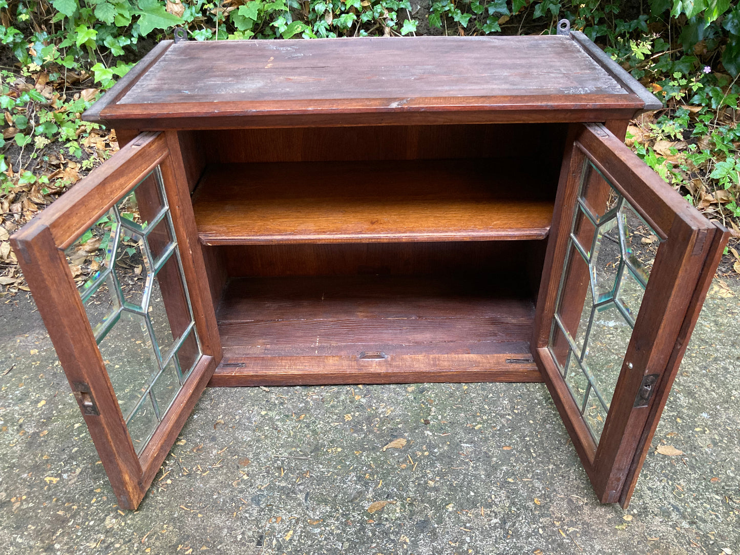 Vintage Two Door Glazed Wall Hanging Cupboard