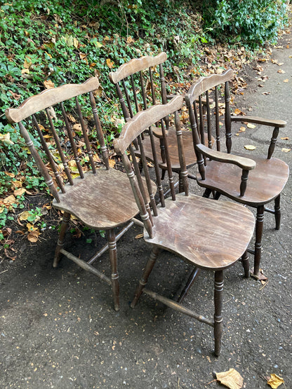 Set Of Four Spindle Back Chairs