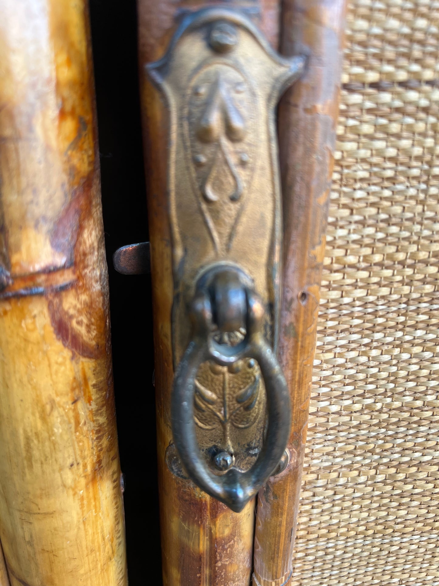 Victorian Tiger Bamboo And Wicker Wardrobe/Cupboard