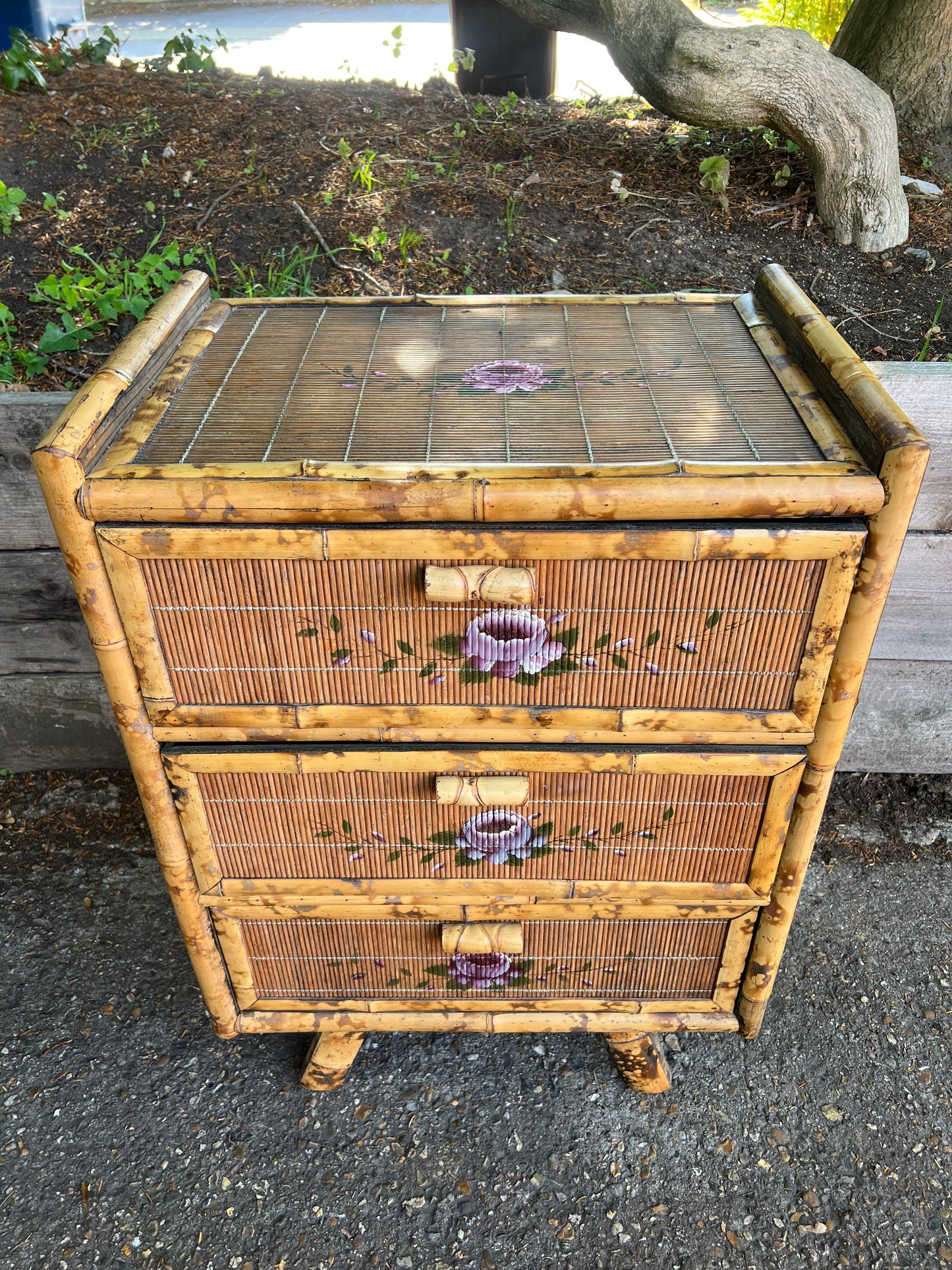 Victorian Tiger Bamboo And Cane Chest Of Drawers