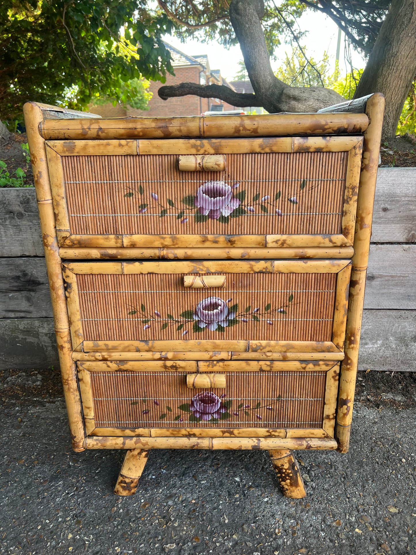Victorian Tiger Bamboo And Cane Chest Of Drawers
