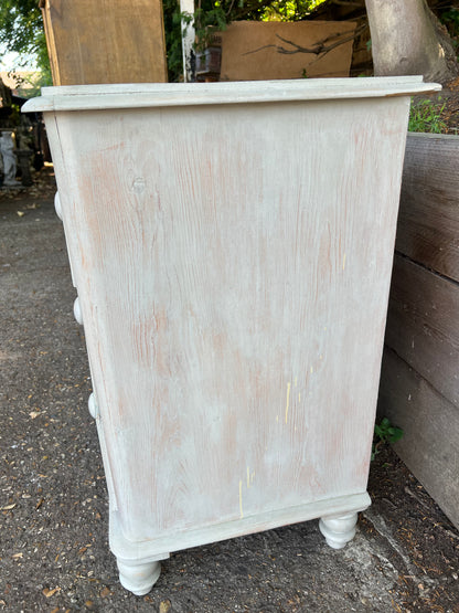 Grey Washed Solid Pine Two Over Two Chest Of Drawers
