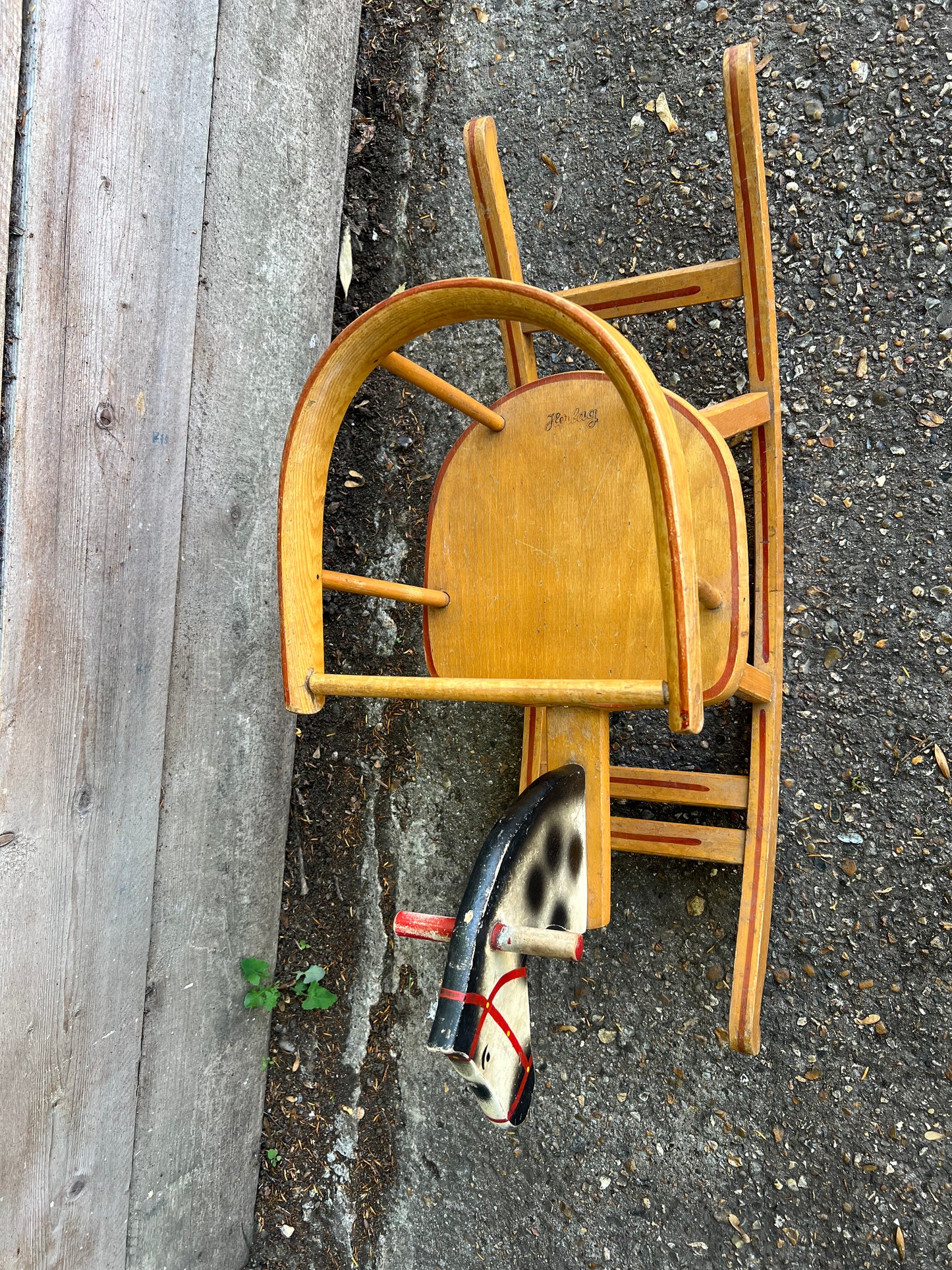 Herlag Vintage Wooden Child’s Rocking Horse/Chair