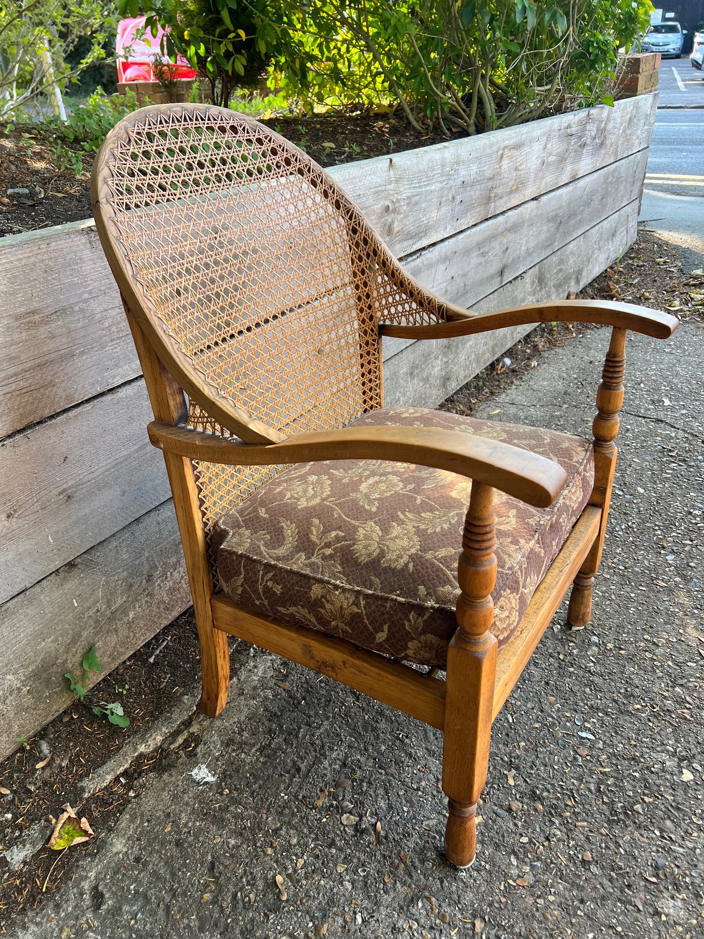 1940’s Beech Framed “Birchcraft” Cane Back Low Armchair