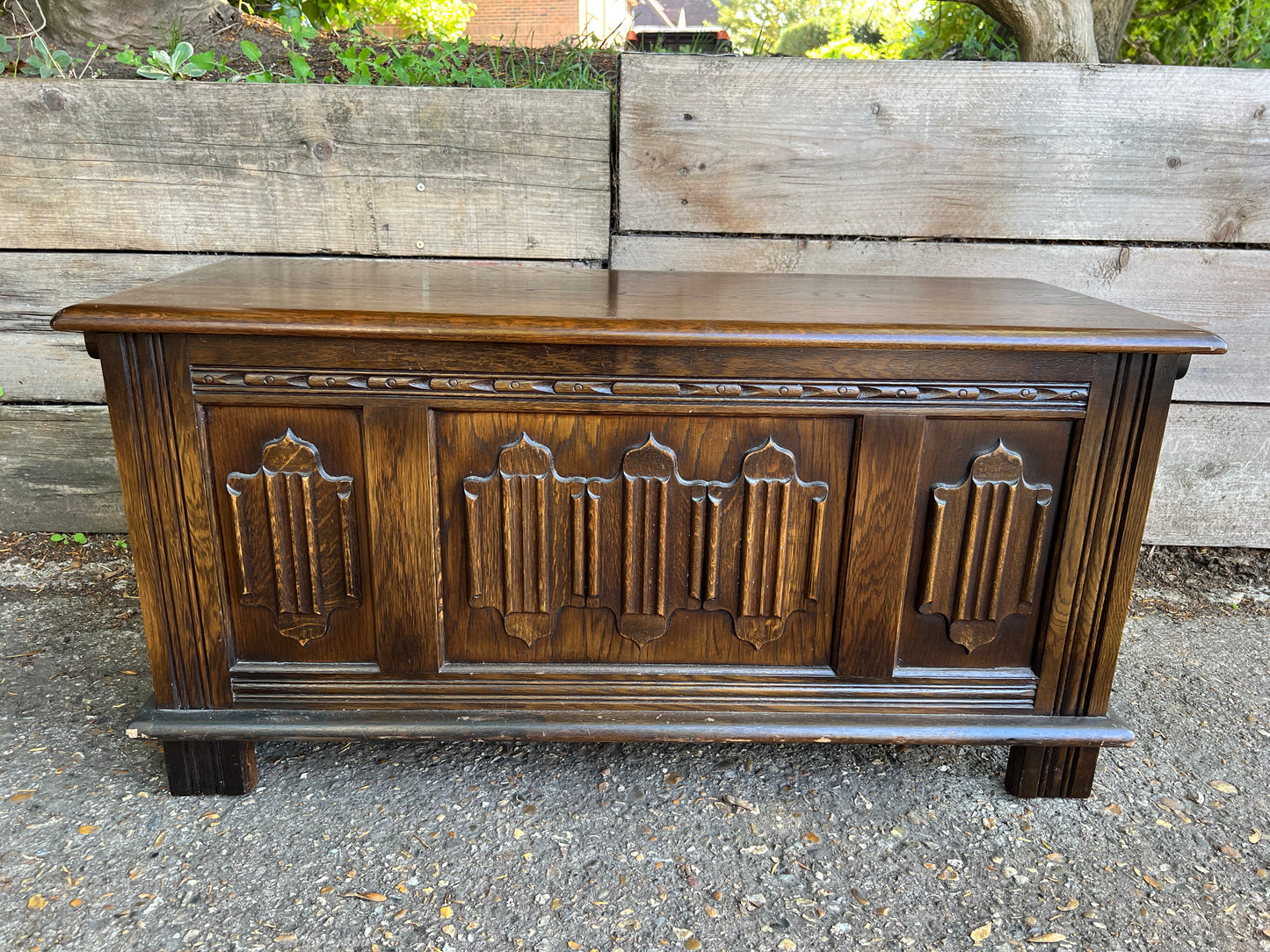 Vintage Old Charm Oak Blanket Box Storage