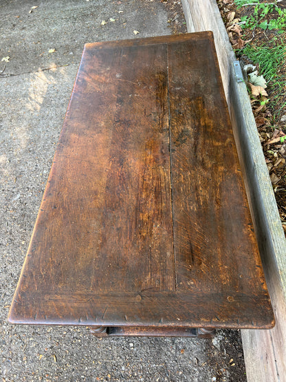Antique Oak Console Table Side Table Two Drawers
