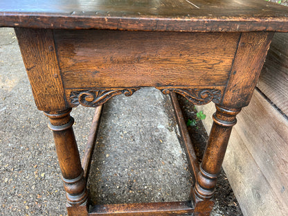 Antique Oak Console Table Side Table Two Drawers
