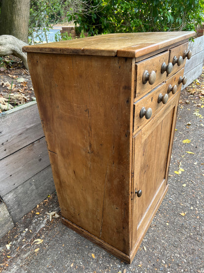 Antique Pine Cupboard And Four Small Drawers