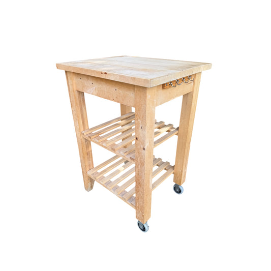 Contemporary Beech Wood Butcher’s Block Kitchen Island / Trolley