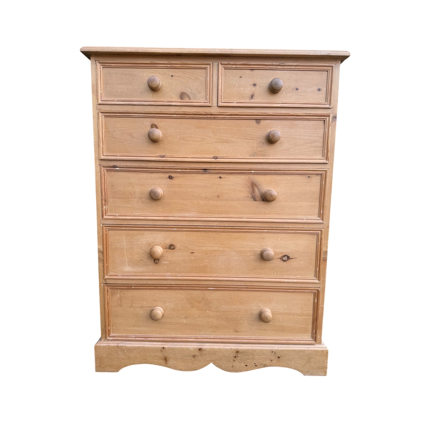Vintage Waxed Pine Chest of Drawers – Five Drawer Pine Chest