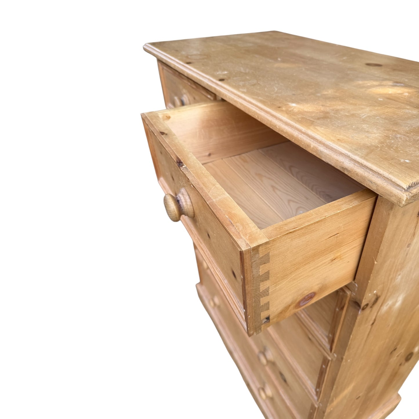 Vintage Waxed Pine Chest of Drawers – Five Drawer Pine Chest