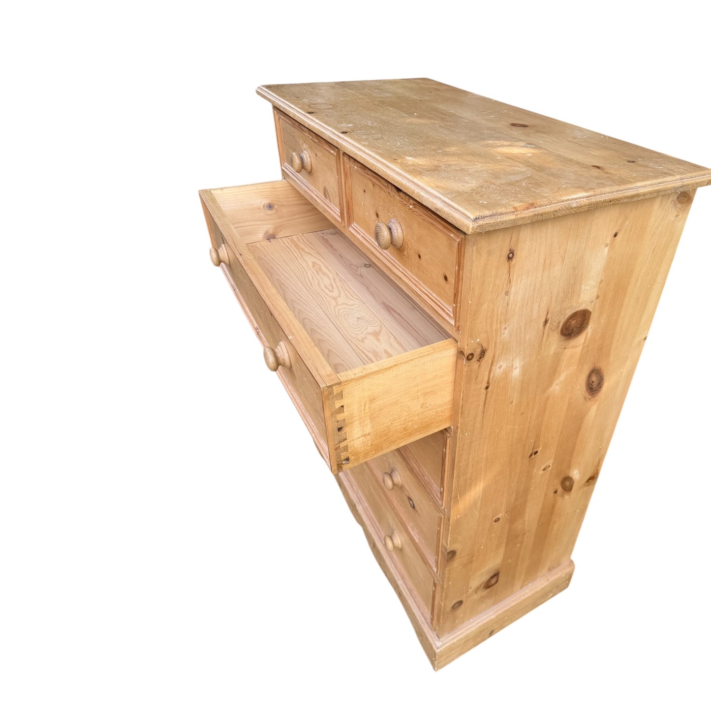 Vintage Waxed Pine Chest of Drawers – Five Drawer Pine Chest