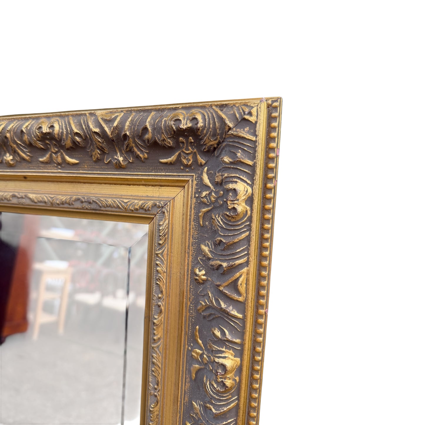 Large Decorative Bevelled Wall Mirror – Ornate Gilt Frame (Landscape)