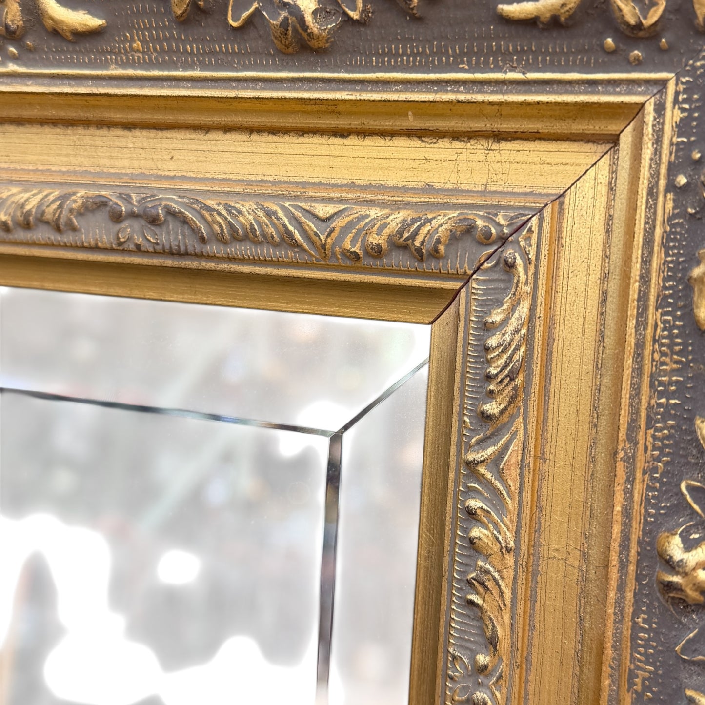 Large Decorative Bevelled Wall Mirror – Ornate Gilt Frame (Landscape)