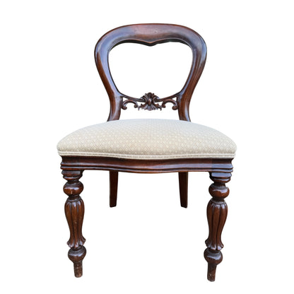 Set of 8 Vintage Mahogany Dining Chairs – Balloon Back Dining Chairs with Upholstered Seats