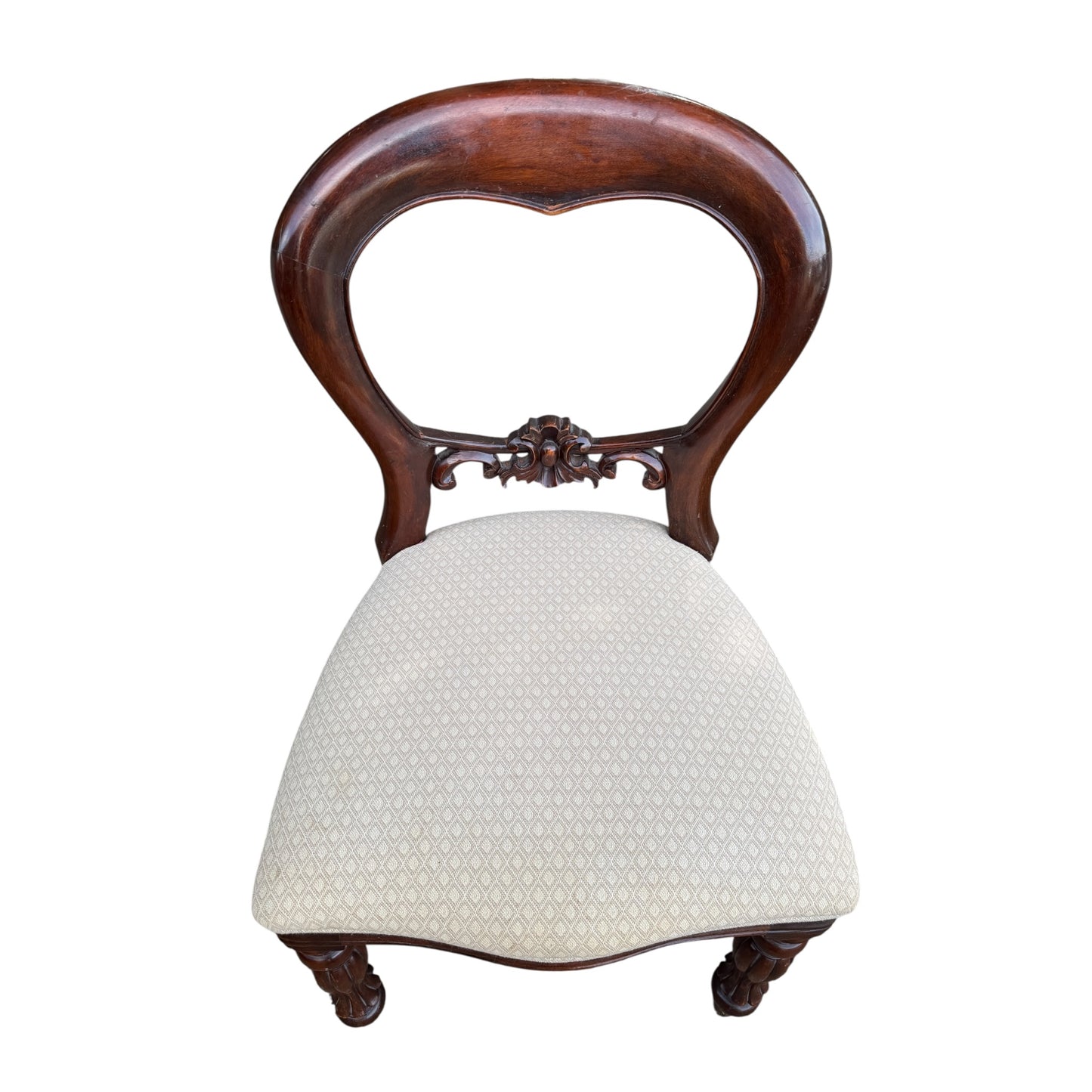 Set of 8 Vintage Mahogany Dining Chairs – Balloon Back Dining Chairs with Upholstered Seats