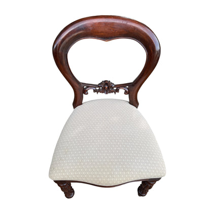 Set of 8 Vintage Mahogany Dining Chairs – Balloon Back Dining Chairs with Upholstered Seats