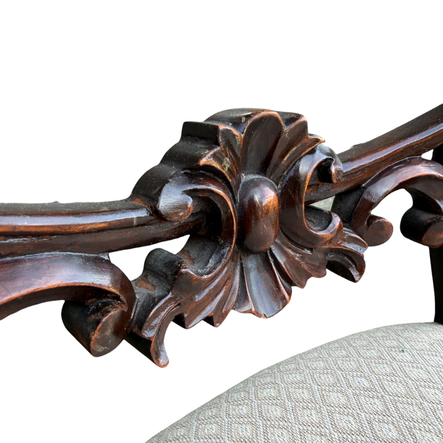 Set of 8 Vintage Mahogany Dining Chairs – Balloon Back Dining Chairs with Upholstered Seats