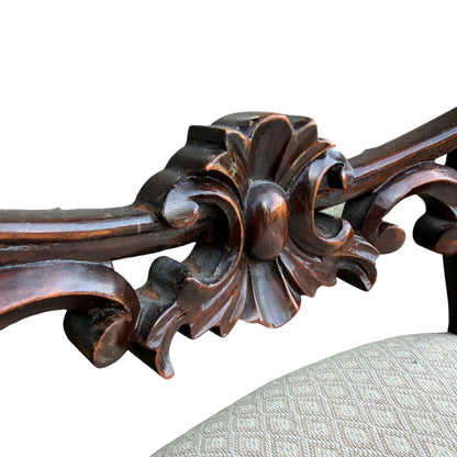 Set of 8 Vintage Mahogany Dining Chairs – Balloon Back Dining Chairs with Upholstered Seats