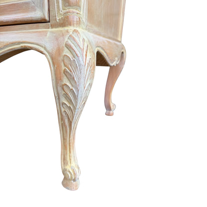 Vintage Carved Pine Chest of Drawers – French Style Two Drawer Commode / Side Cabinet