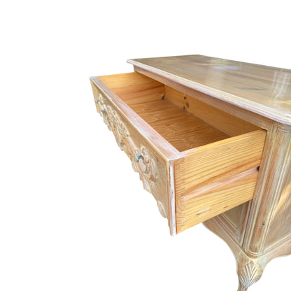 Vintage Carved Pine Chest of Drawers – French Style Two Drawer Commode / Side Cabinet