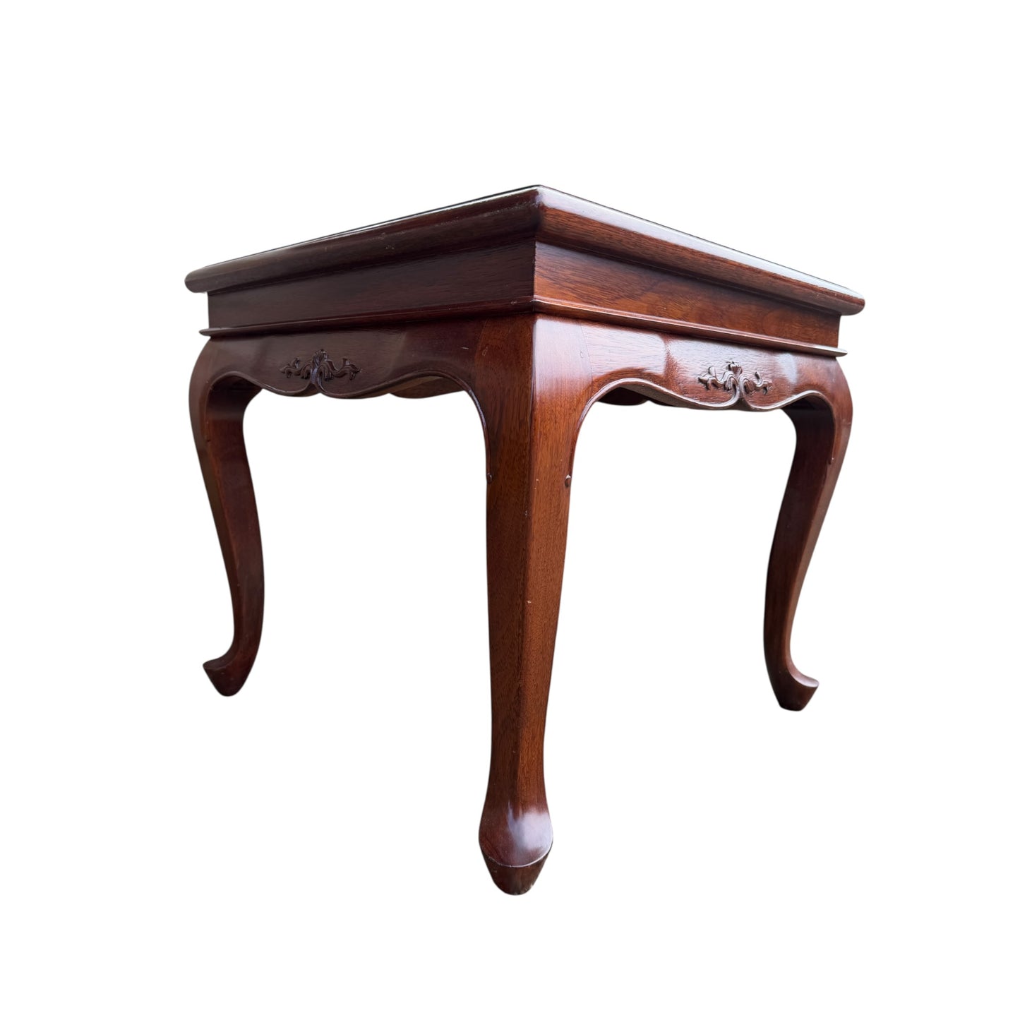Vintage Mahogany Lamp Table – Queen Anne Style Cabriole Leg Side Table