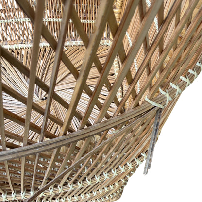 Vintage Peacock Wicker Chair – Boho Rattan High Back Lounge Chair / Conservatory Armchair