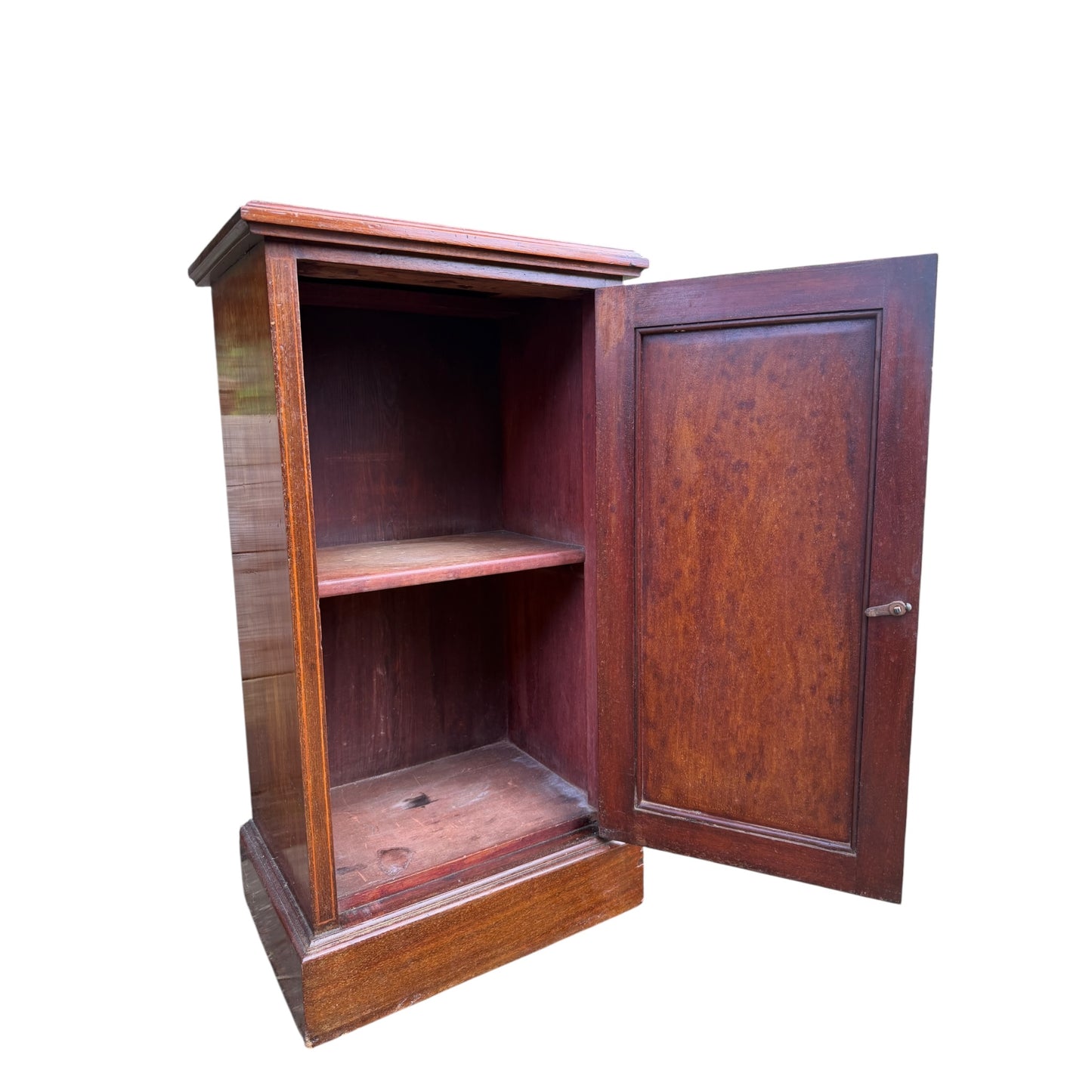 Antique Mahogany Bedside Cabinet / Pot Cupboard – Victorian Inlaid Single Door Cupboard