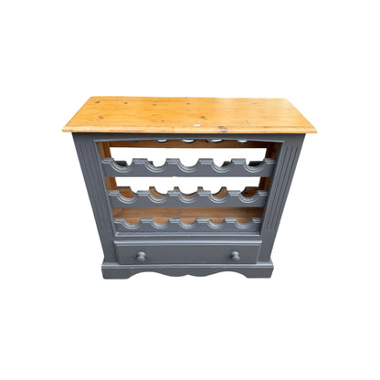 Painted Pine Wine Rack Cabinet with Drawer – Freestanding Bottle Storage Unit