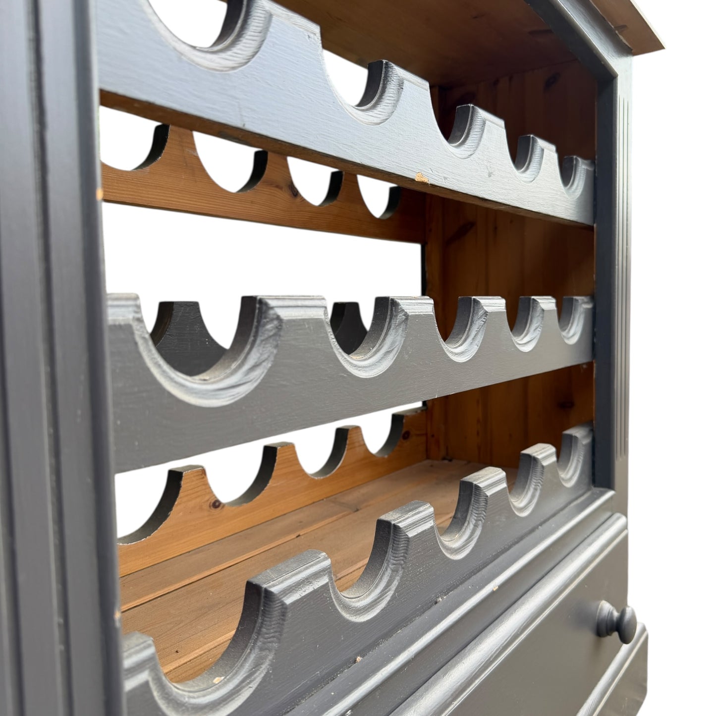 Painted Pine Wine Rack Cabinet with Drawer – Freestanding Bottle Storage Unit