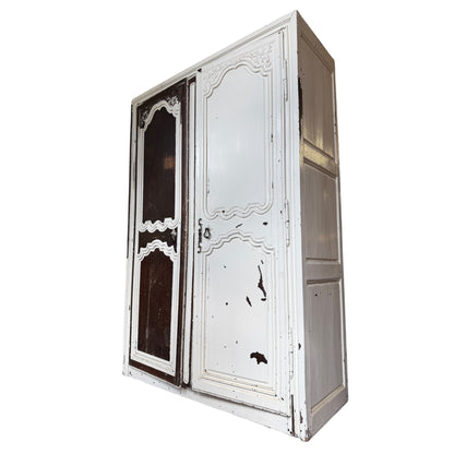 Antique French Oak Armoire Wardrobe – Rustic Painted Country Cupboard
