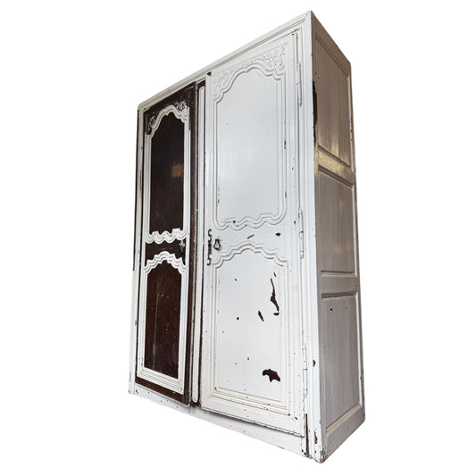 Antique French Oak Armoire Wardrobe – Rustic Painted Country Cupboard