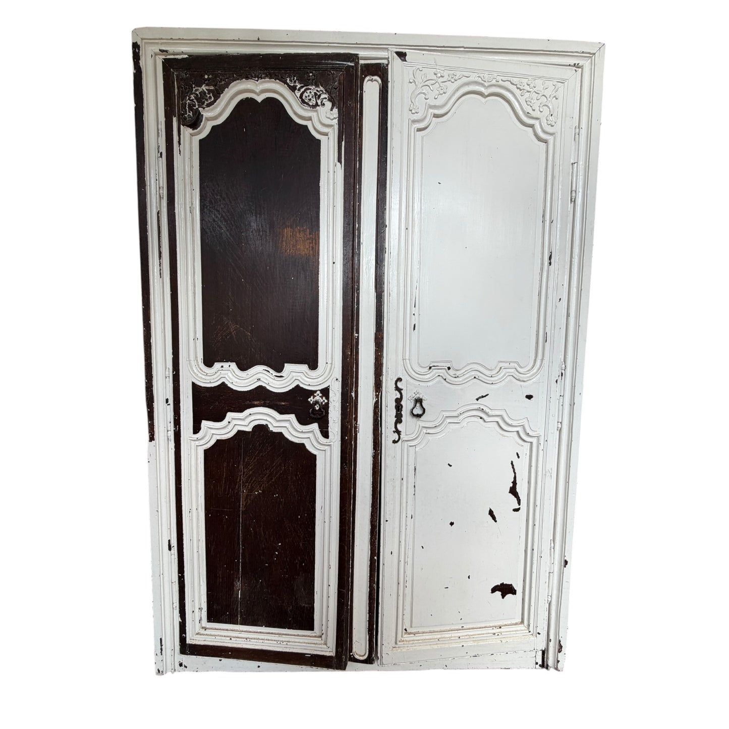 Antique French Oak Armoire Wardrobe – Rustic Painted Country Cupboard