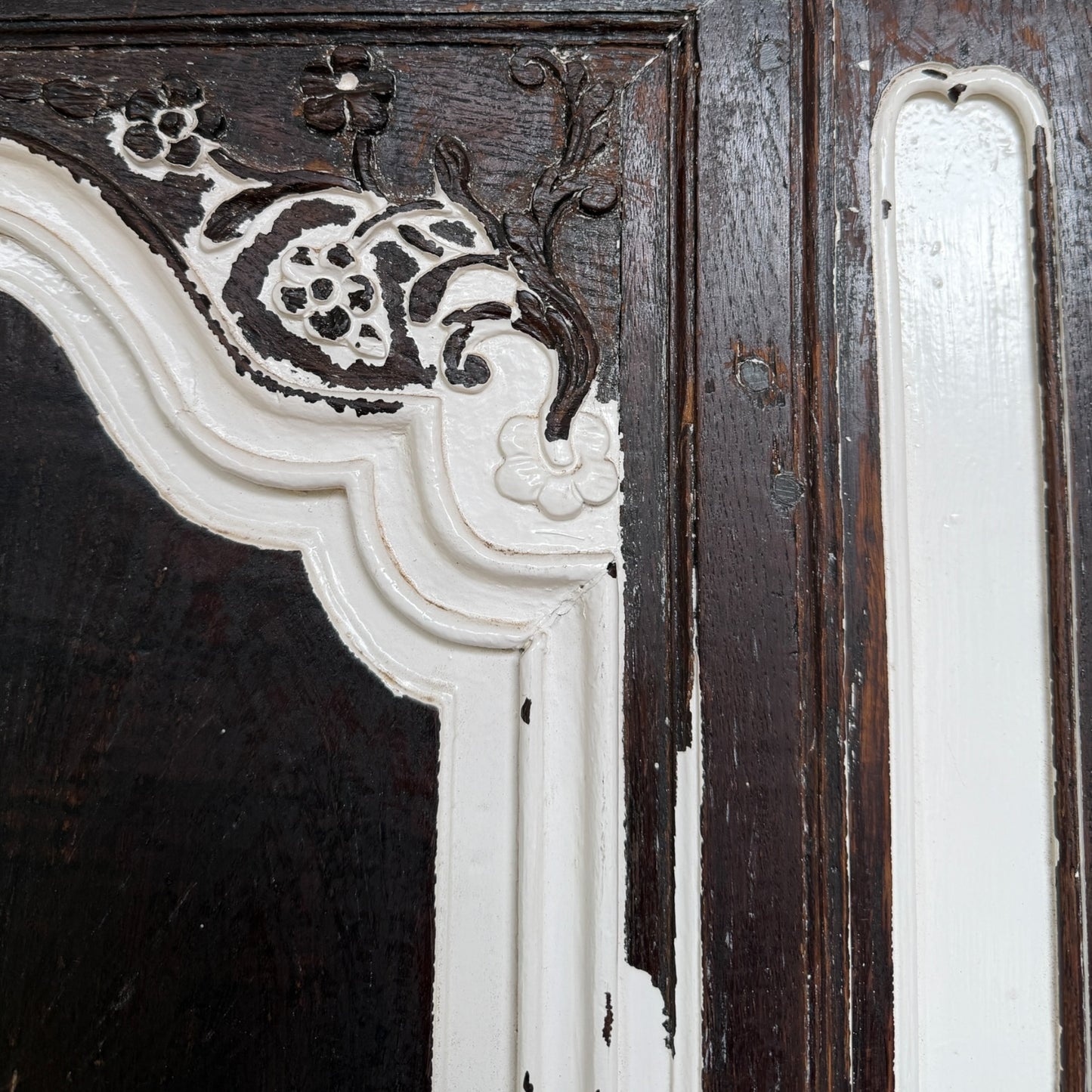 Antique French Oak Armoire Wardrobe – Rustic Painted Country Cupboard
