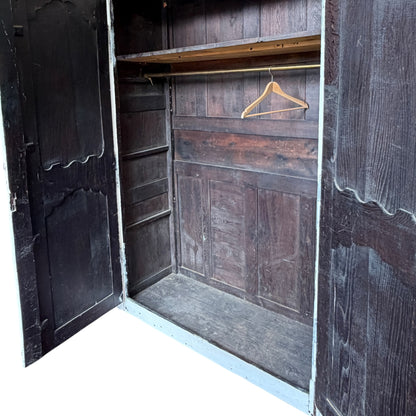 Antique French Oak Armoire Wardrobe – Rustic Painted Country Cupboard