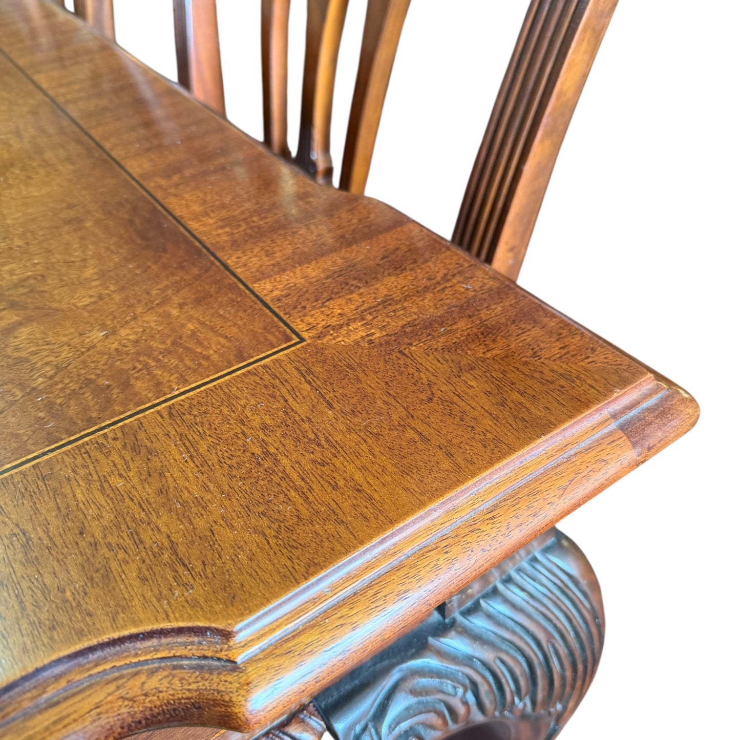 Mahogany Style Extending Dining Table & 8 Chairs – Reproduction Georgian / Chippendale Style