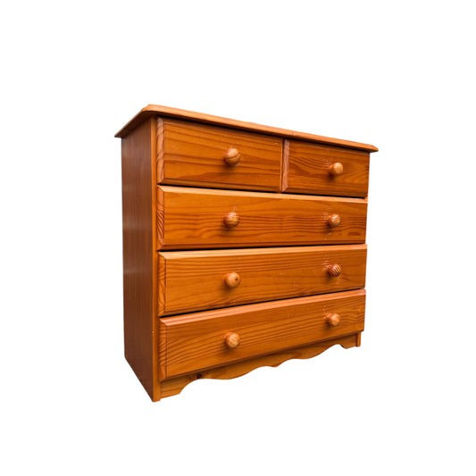Contemporary Pine Chest of Drawers – 5 Drawer Bedroom Storage Chest – Rustic Country Style