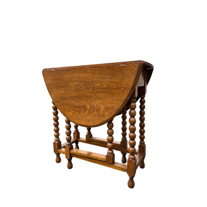 Oak Drop Leaf Dining Table – Barley Twist Legs – Gateleg Extending Table