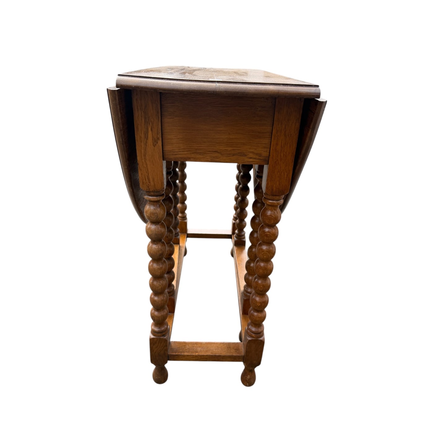 Oak Drop Leaf Dining Table – Barley Twist Legs – Gateleg Extending Table