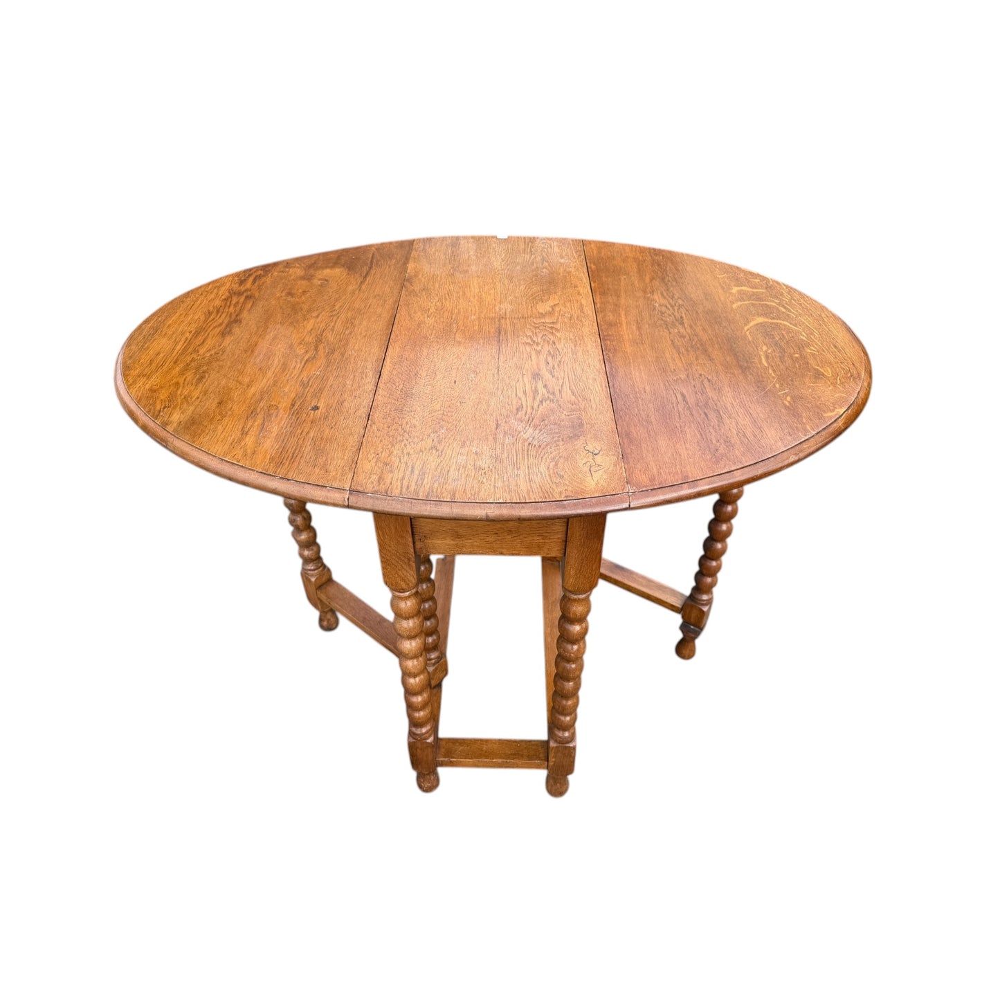 Oak Drop Leaf Dining Table – Barley Twist Legs – Gateleg Extending Table