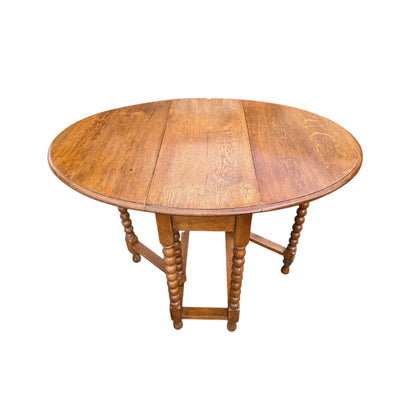 Oak Drop Leaf Dining Table – Barley Twist Legs – Gateleg Extending Table
