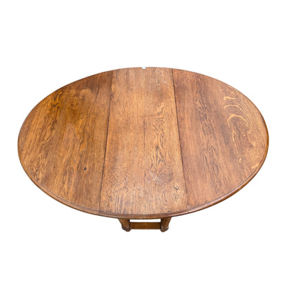 Oak Drop Leaf Dining Table – Barley Twist Legs – Gateleg Extending Table