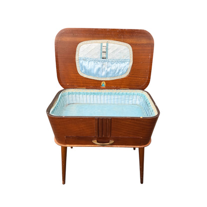 Vintage Mid Century Sewing Box Side Table – Morco Product – Lift Top Storage Cabinet