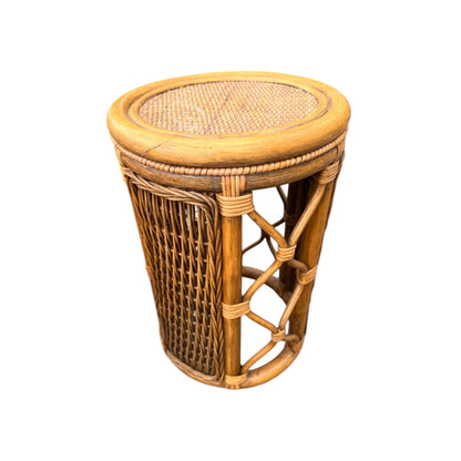 Vintage Rattan Wicker Nest of 3 Tables – Cane Conservatory Side / Lamp Tables