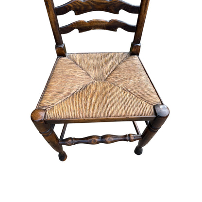 Set of 8 Vintage Country Ladderback Dining Chairs – Rush Seats, 2 Carvers