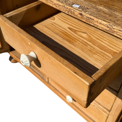 Antique Pine Low Sideboard / TV Cabinet / Rustic Cupboard
